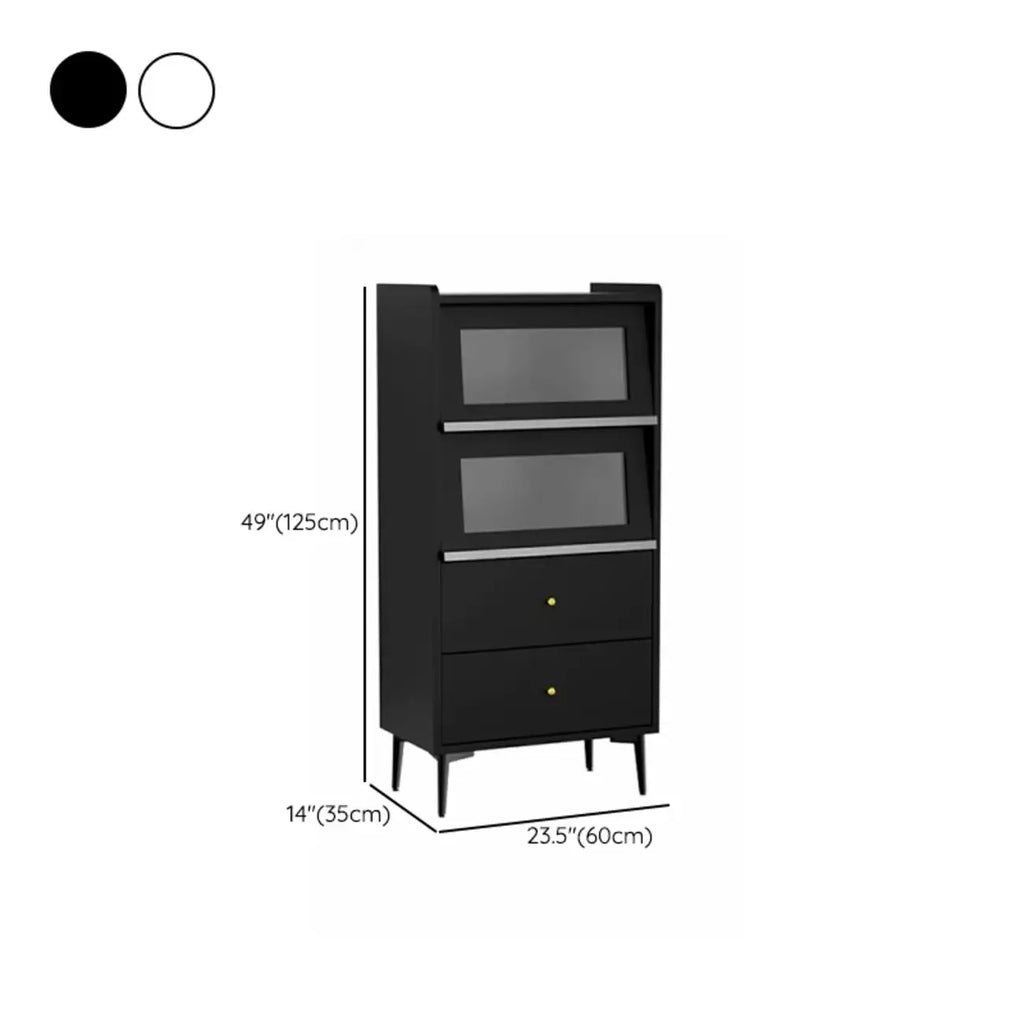Vitrine moderne en bois noir avec verre inversé