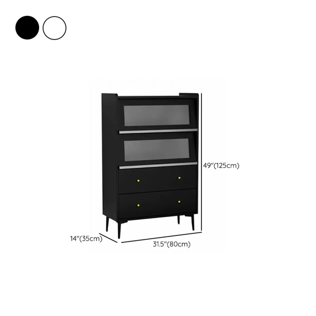 Vitrine moderne en bois noir avec verre inversé