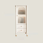 Armoire moderne en bois noir et or avec étagères réglables et porte vitrée