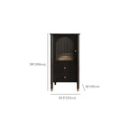 Armoire moderne en bois noir et or avec étagères réglables et porte vitrée