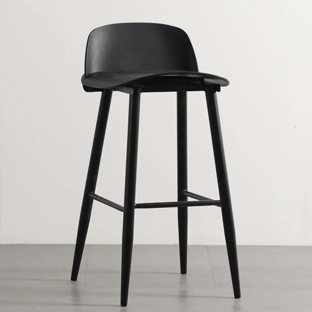 Tabourets de bar contemporains en plastique gris clair à dossier bas