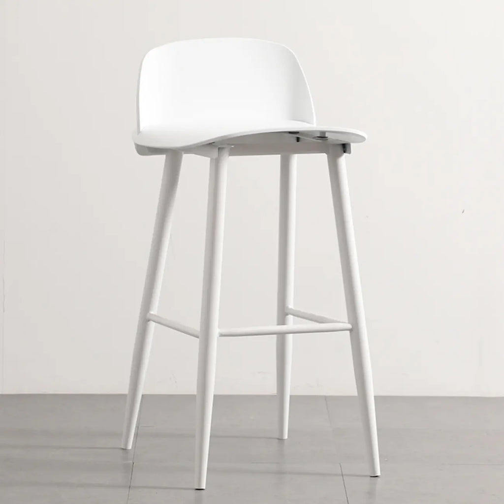 Tabourets de bar contemporains en plastique gris clair à dossier bas