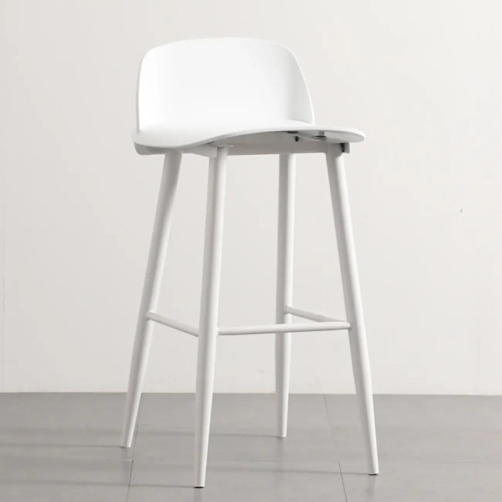 Tabourets de bar contemporains en plastique gris clair à dossier bas