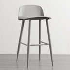 Tabourets de bar contemporains en plastique gris clair à dossier bas