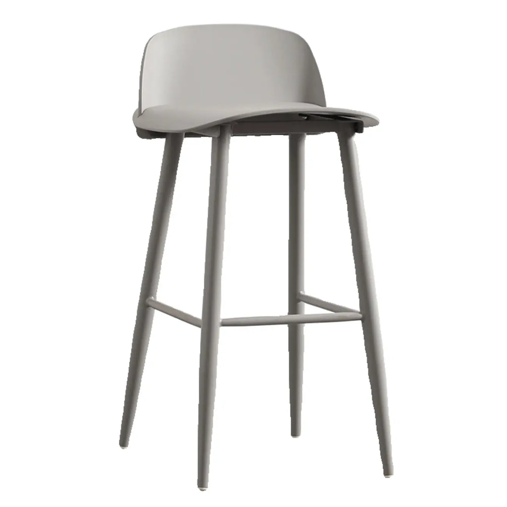 Tabourets de bar contemporains en plastique gris clair à dossier bas