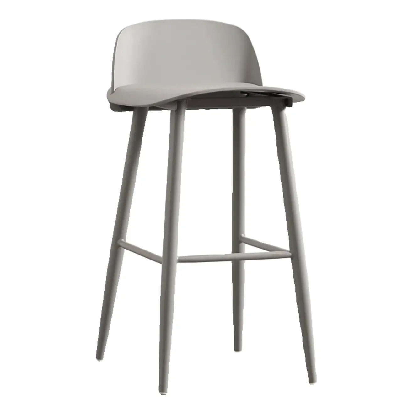 Tabourets de bar contemporains en plastique gris clair à dossier bas