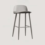 Tabourets de bar contemporains en plastique gris clair à dossier bas