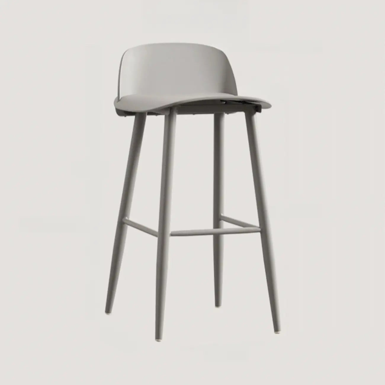 Tabourets de bar contemporains en plastique gris clair à dossier bas