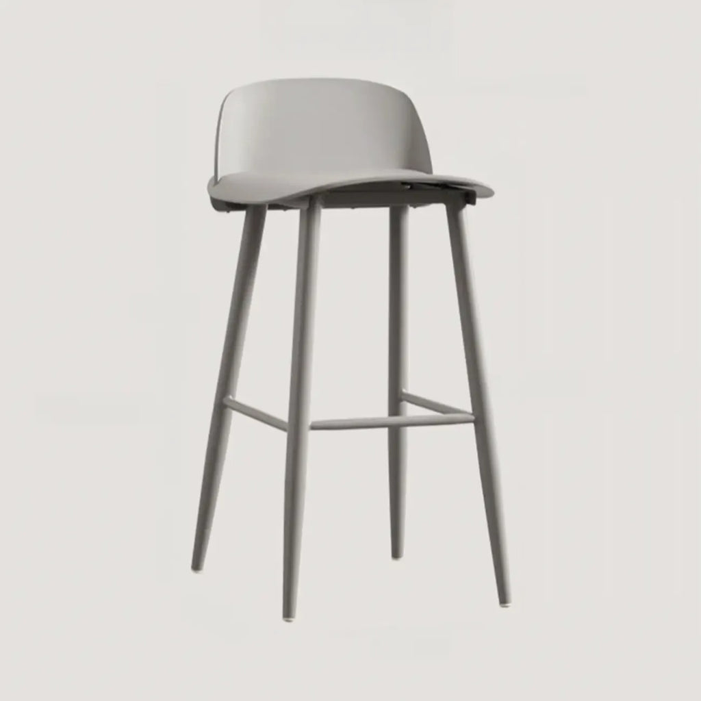 Tabourets de bar contemporains en plastique gris clair à dossier bas