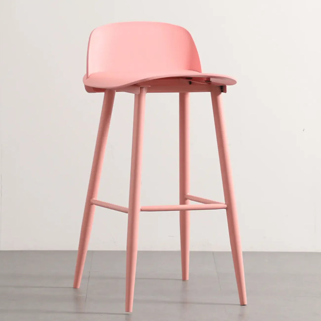 Tabourets de bar contemporains en plastique gris clair à dossier bas
