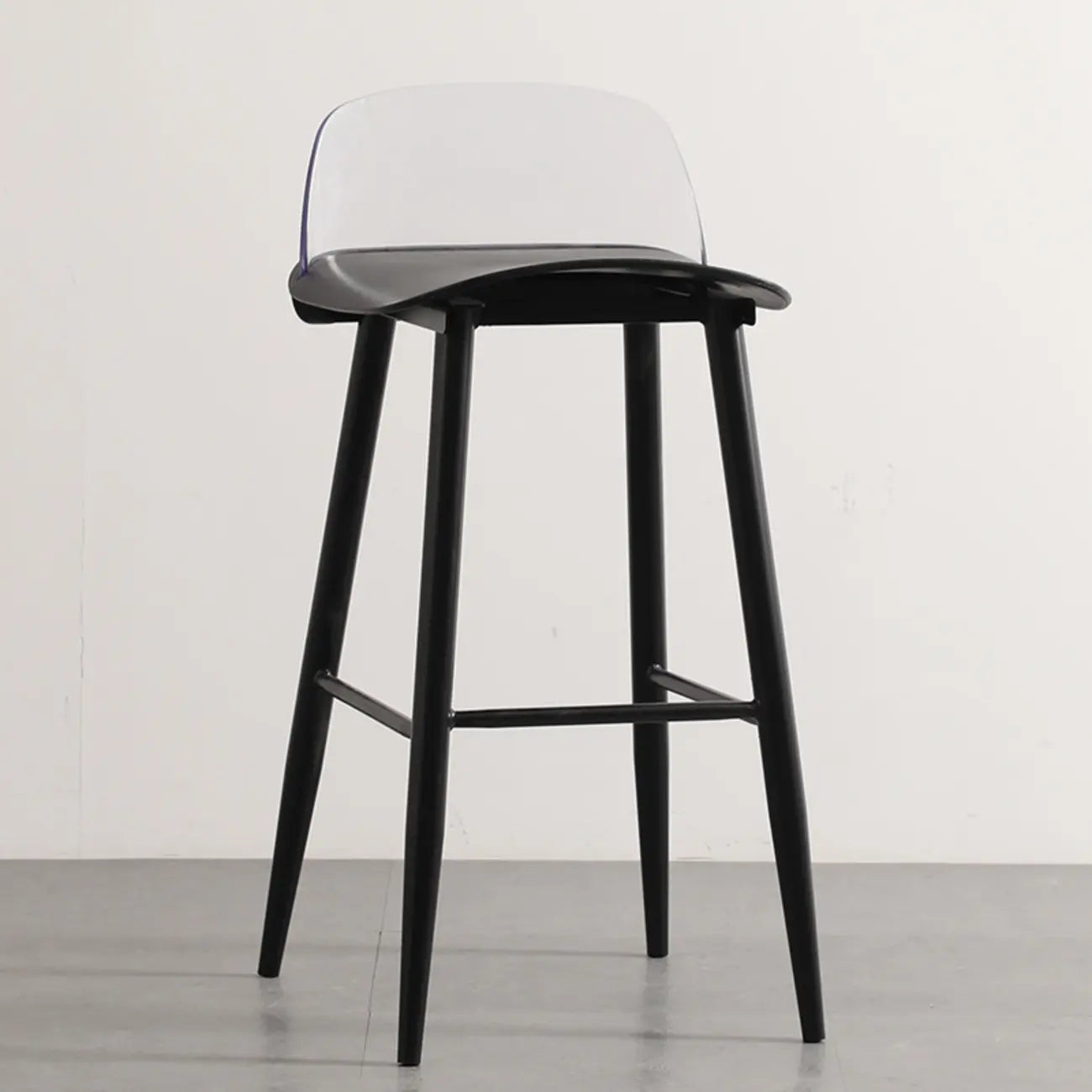Tabourets de bar contemporains en plastique gris clair à dossier bas