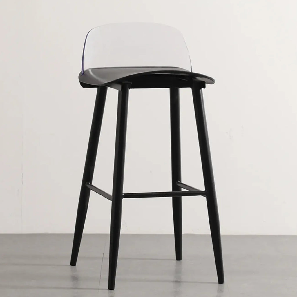 Tabourets de bar contemporains en plastique gris clair à dossier bas