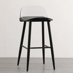 Tabourets de bar contemporains en plastique gris clair à dossier bas