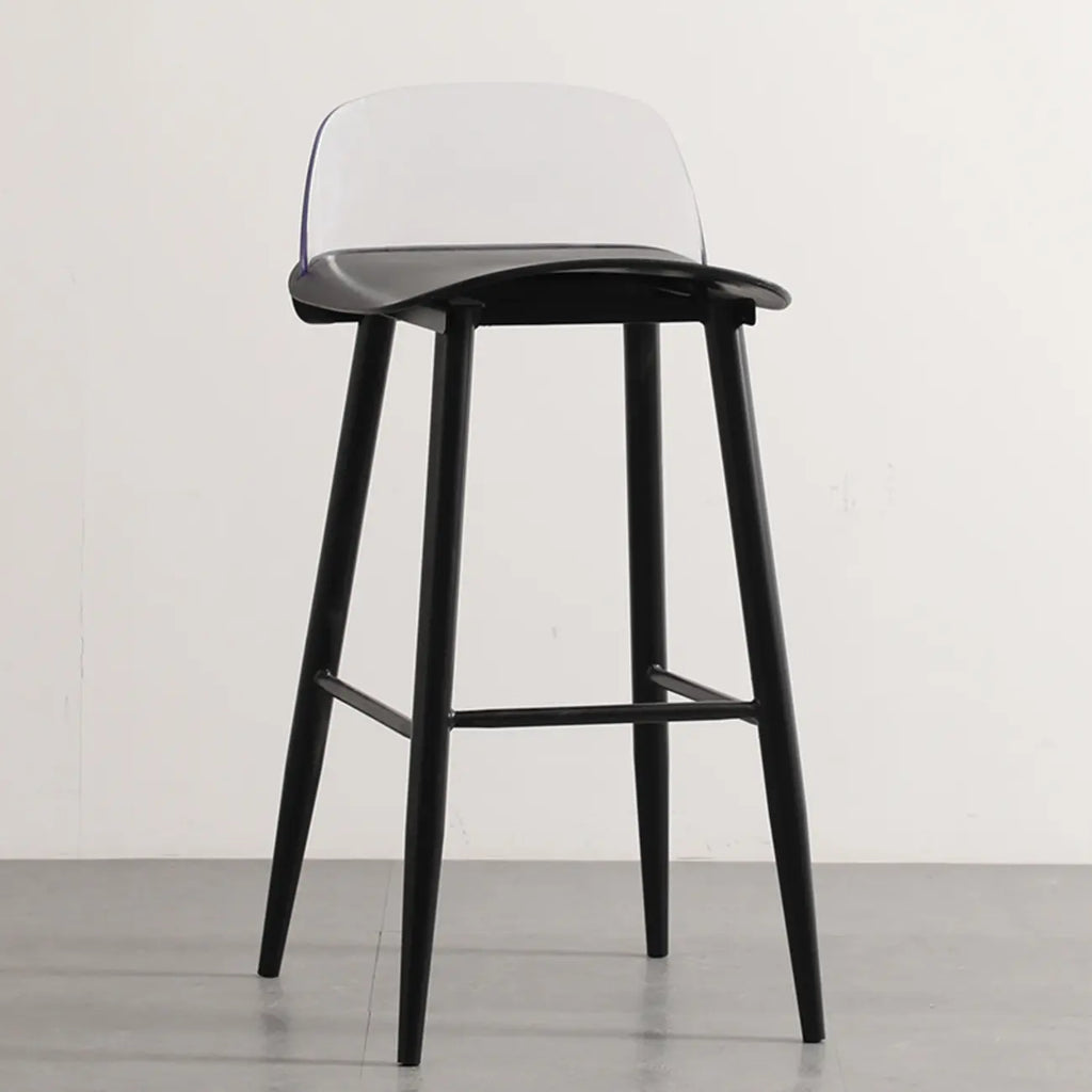 Tabourets de bar contemporains en plastique gris clair à dossier bas