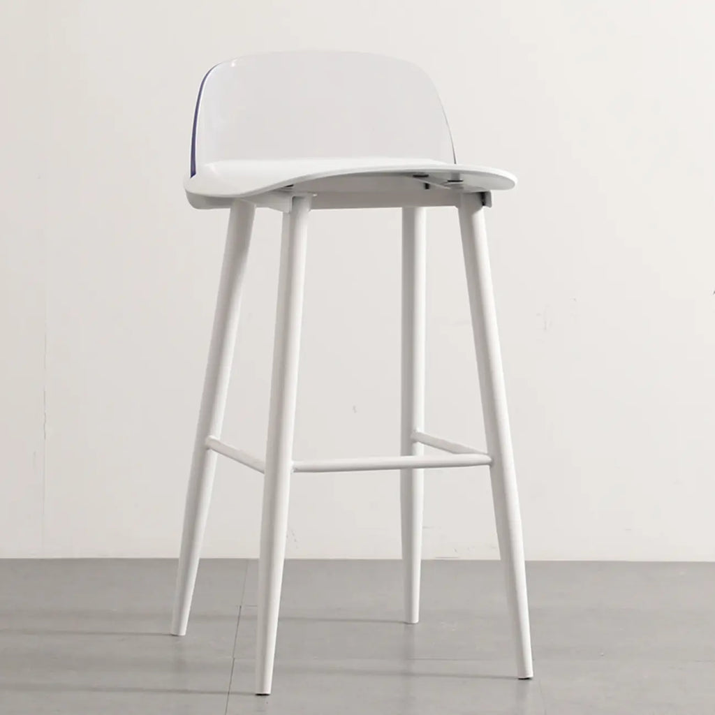 Tabourets de bar contemporains en plastique gris clair à dossier bas