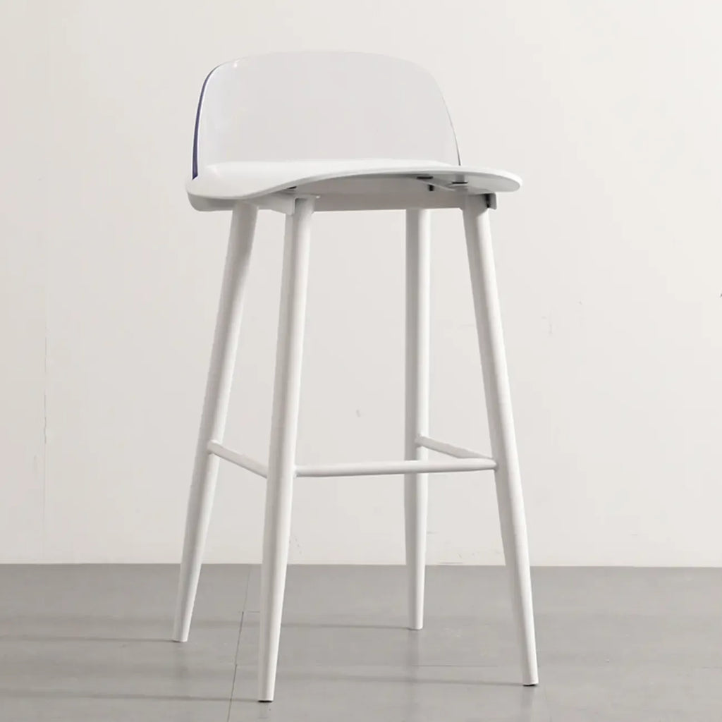 Tabourets de bar contemporains en plastique gris clair à dossier bas
