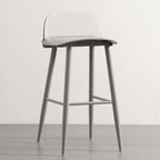 Tabourets de bar contemporains en plastique gris clair à dossier bas
