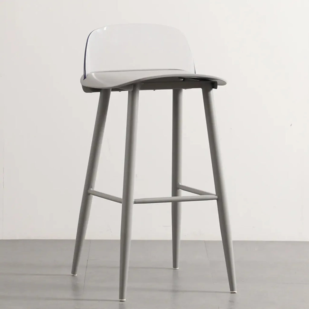 Tabourets de bar contemporains en plastique gris clair à dossier bas