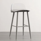Tabourets de bar contemporains en plastique gris clair à dossier bas