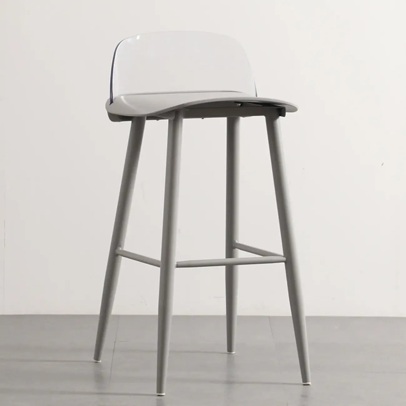 Tabourets de bar contemporains en plastique gris clair à dossier bas