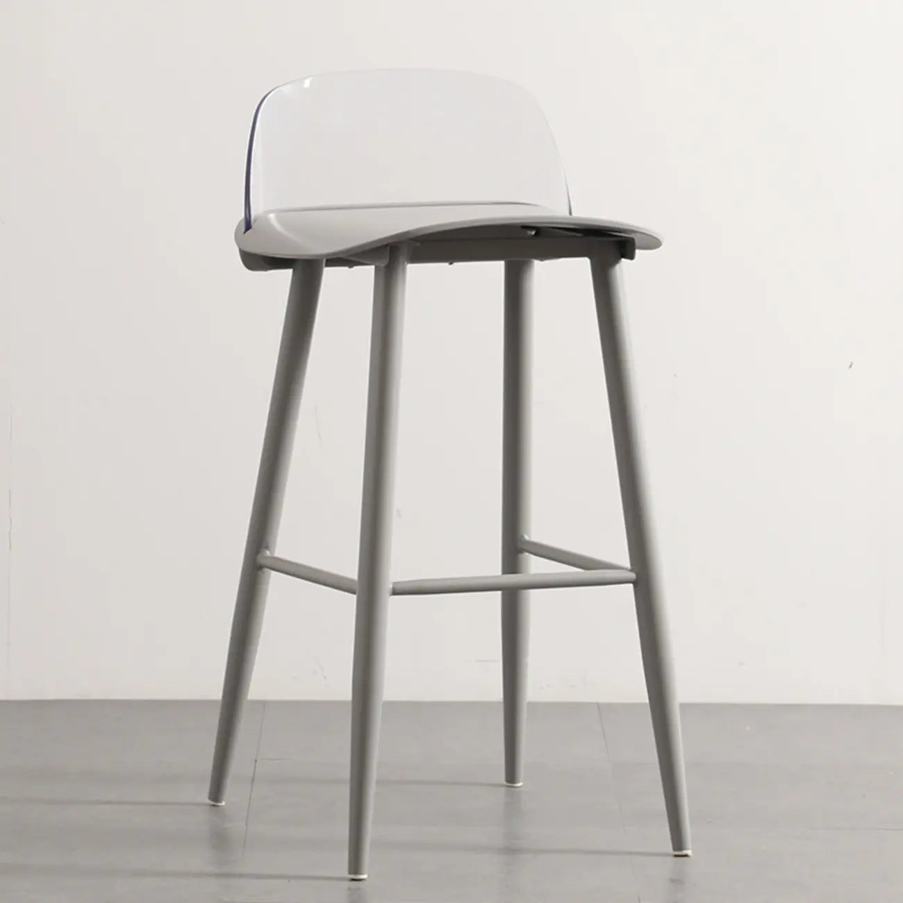 Tabourets de bar contemporains en plastique gris clair à dossier bas