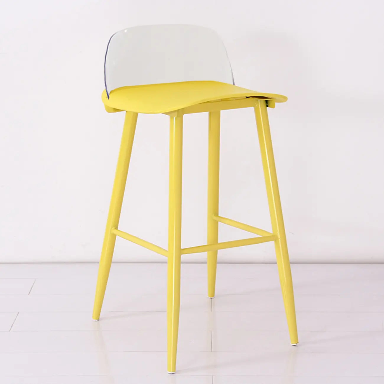 Tabourets de bar contemporains en plastique gris clair à dossier bas
