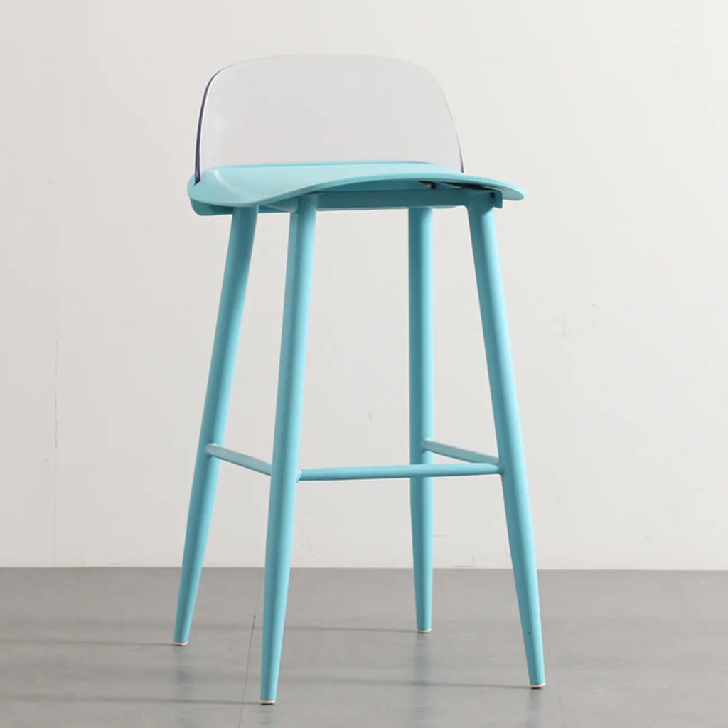 Tabourets de bar contemporains en plastique gris clair à dossier bas