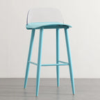 Tabourets de bar contemporains en plastique gris clair à dossier bas
