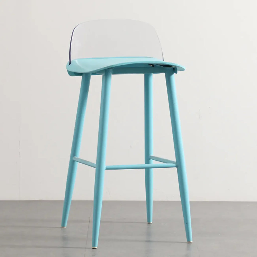 Tabourets de bar contemporains en plastique gris clair à dossier bas