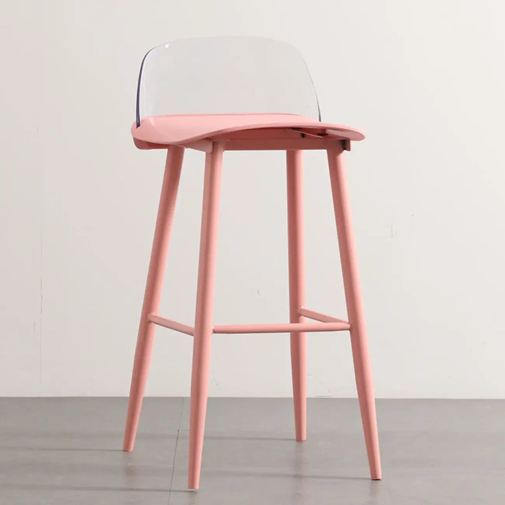 Tabourets de bar contemporains en plastique gris clair à dossier bas