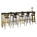 Tables de bar luxueuses en bois noir minuit avec repose-pieds en métal doré