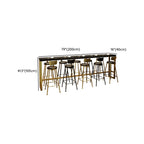 Tables de bar luxueuses en bois noir minuit avec repose-pieds en métal doré