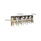 Tables de bar luxueuses en bois noir minuit avec repose-pieds en métal doré