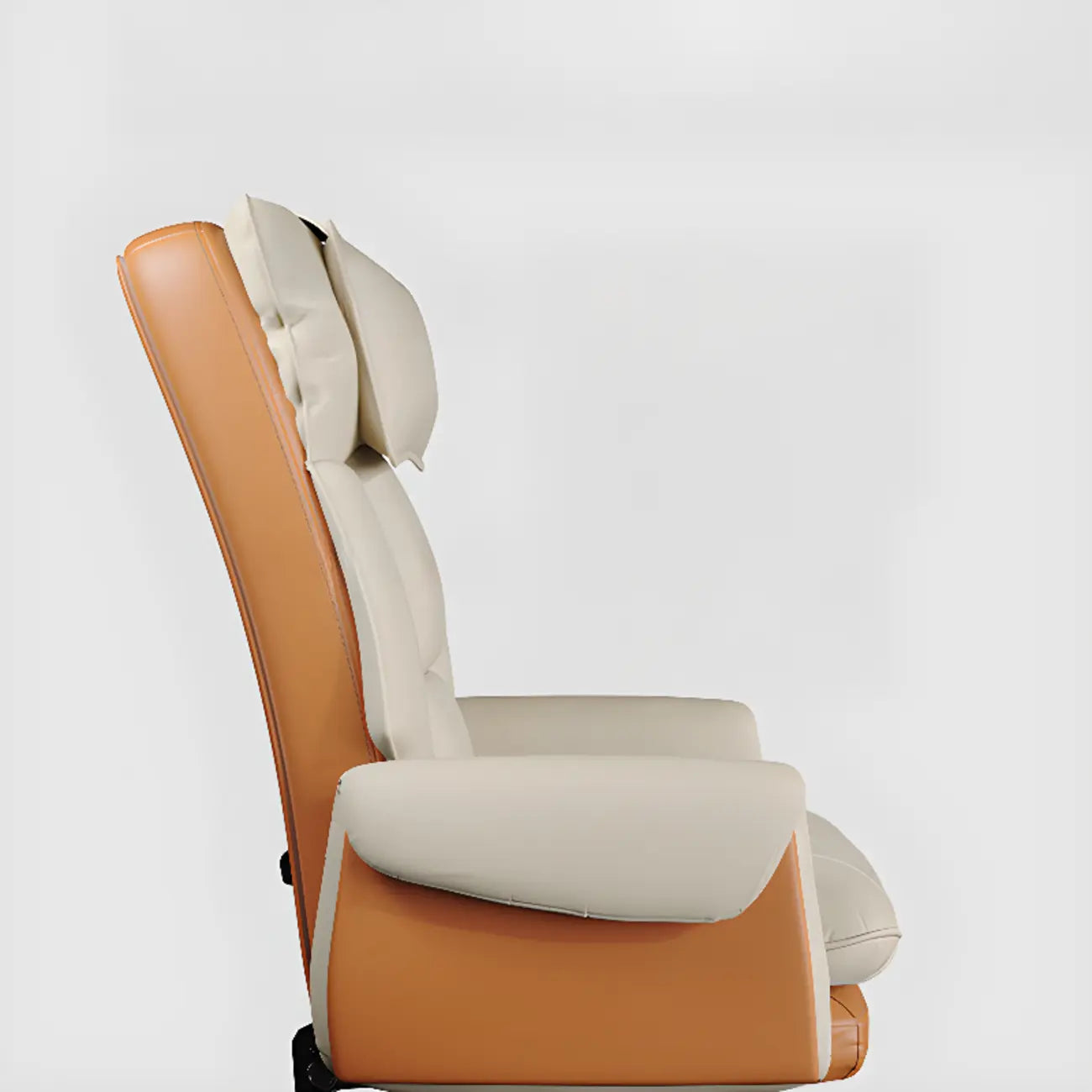Fauteuil de bureau ergonomique inclinable en fausse fourrure blanche et orange