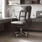 Fauteuil de bureau ergonomique inclinable en fausse fourrure blanche et orange