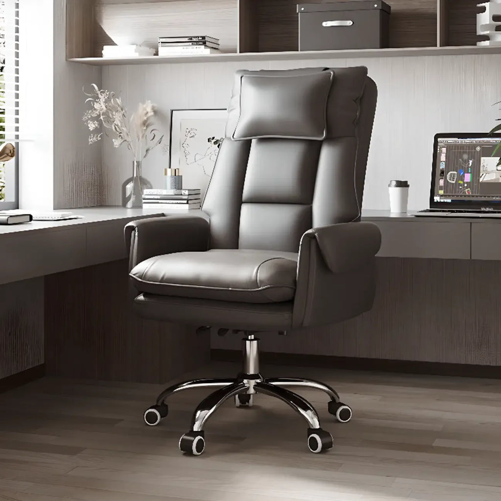 Fauteuil de bureau ergonomique inclinable en fausse fourrure blanche et orange