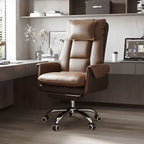 Fauteuil de bureau ergonomique inclinable en fausse fourrure blanche et orange