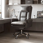 Fauteuil de bureau ergonomique inclinable en fausse fourrure blanche et orange