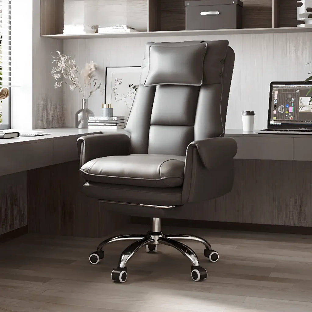 Fauteuil de bureau ergonomique inclinable en fausse fourrure blanche et orange