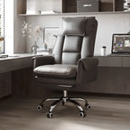 Fauteuil de bureau ergonomique inclinable en fausse fourrure blanche et orange