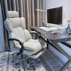 Fauteuil de bureau inclinable moderne en cuir blanc