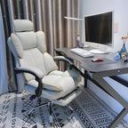 Fauteuil de bureau inclinable moderne en cuir blanc