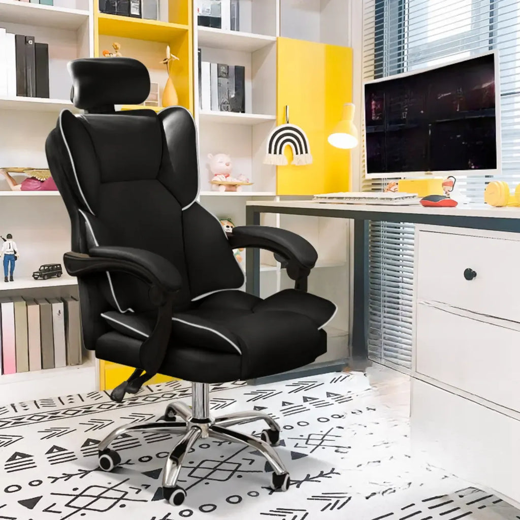Fauteuil de bureau inclinable moderne en cuir blanc