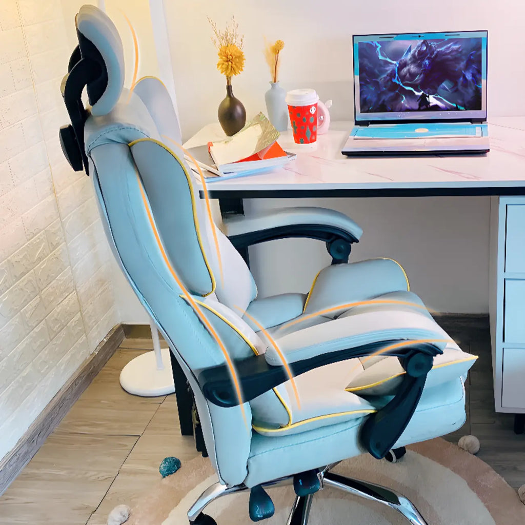 Fauteuil de bureau inclinable moderne en cuir blanc