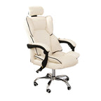 Fauteuil de bureau inclinable moderne en cuir blanc