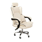 Fauteuil de bureau inclinable moderne en cuir blanc