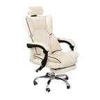 Fauteuil de bureau inclinable moderne en cuir blanc