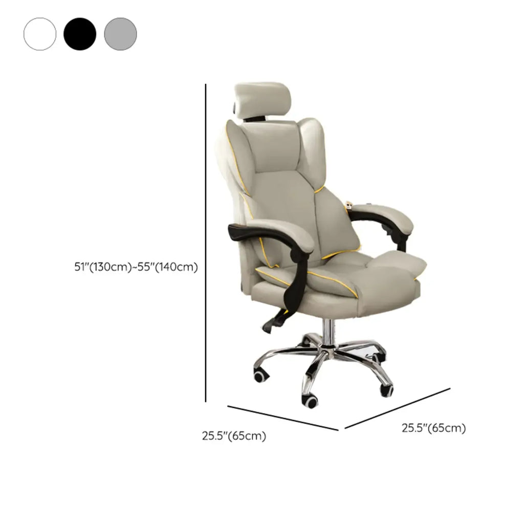 Fauteuil de bureau inclinable moderne en cuir blanc