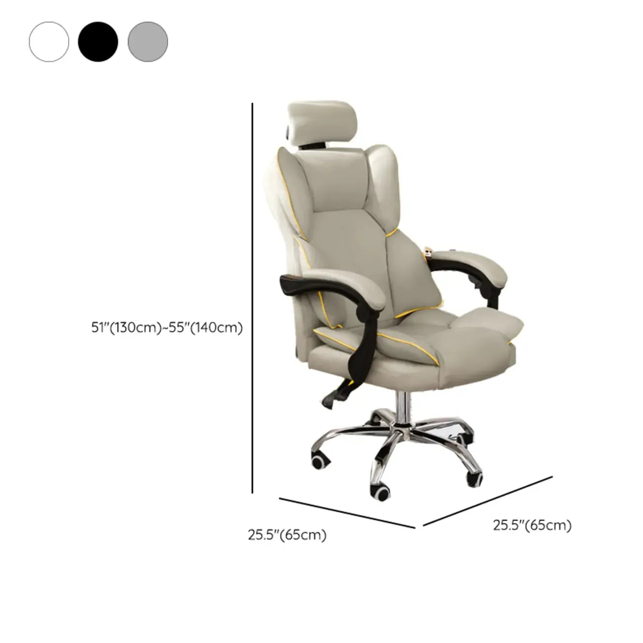 Fauteuil de bureau inclinable moderne en cuir blanc