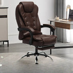 Fauteuil de bureau ergonomique pivotant et inclinable en cuir noir, style exécutif